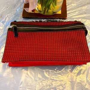 Red and black faux leather shoulder bag. NWT